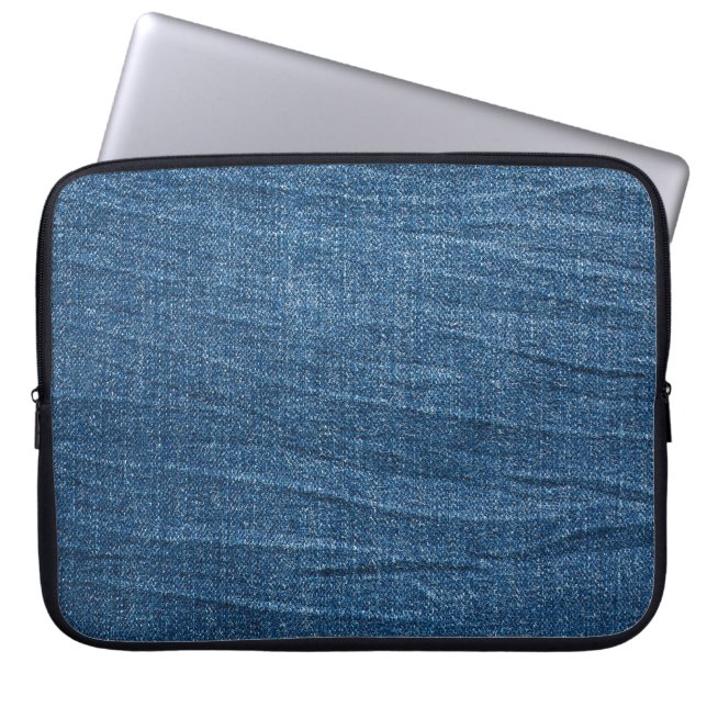 Blue Denim Struktur: Klassiska Jeans. Laptop Fodral (Framsidan)