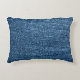 Blue Denim Struktur: Klassiska Jeans. Prydnadskudde