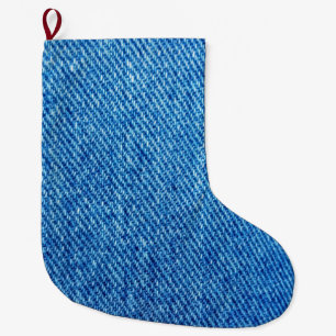 Blue Denim Struktur Stor Julstrumpa