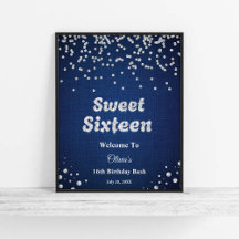 Blue Denim Sweet sixteen 16:e födelsedag Välkommen