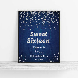 Blue Denim Sweet sixteen 16:e födelsedag Välkommen Poster