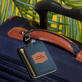 Blue Denim Trasa med Zip och etikett Jean Fabric Bagagebricka