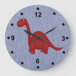 Blue Denim-utseende och Dinosaur-Barn-klocka Stor Klocka