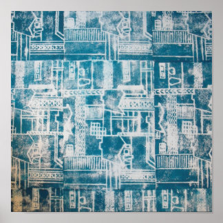 Blue Derby mönster Poster