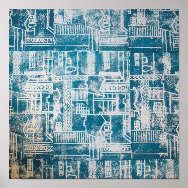 Blue Derby mönster Poster (Framsidan)