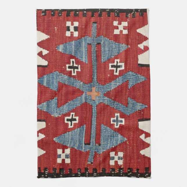 Blue Diamond Arrow Konya II 1800-talet giltig Kökshandduk (Vertikal)