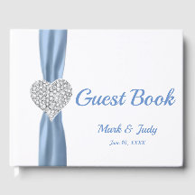 Blue Diamond Heart Bröllop Guestbook
