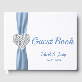 Blue Diamond Heart Bröllop Guestbook Gästböcker