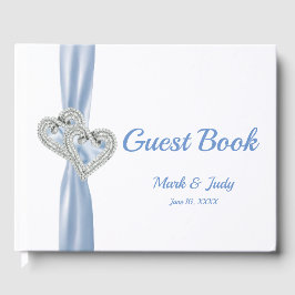 Blue Diamond Hearts Bröllop Guestbook Gästböcker