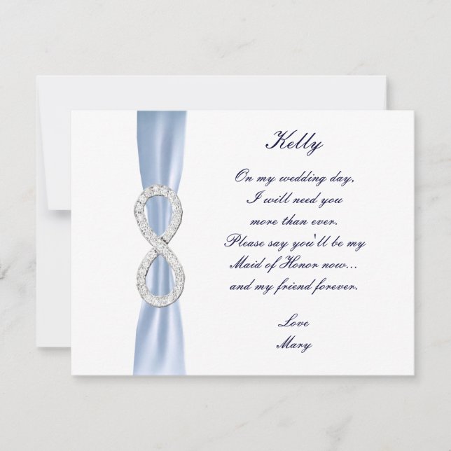 Blue Diamond Infinity Bröllop Brudtjänarens Kort (Framsida)