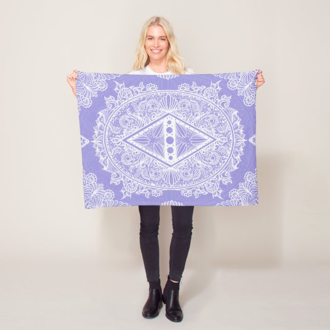 Blue Diamond Mandala Fleecefilt (På plats)