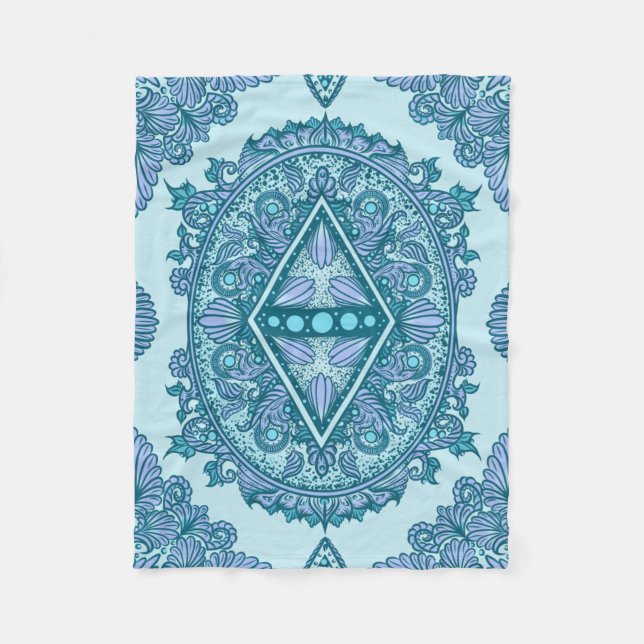 Blue Diamond Mandala Fleecefilt (Framsidan)
