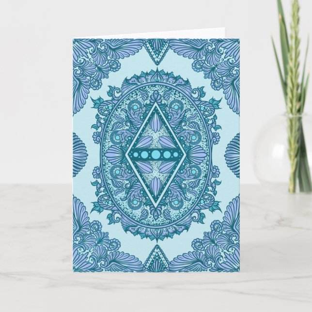 Blue Diamond Mandala Kort (Framsida)