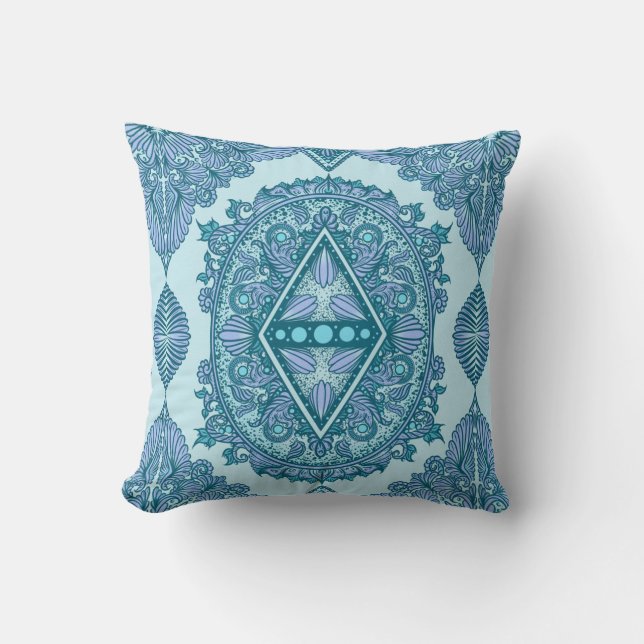 Blue Diamond Mandala Kudde (Framsida)