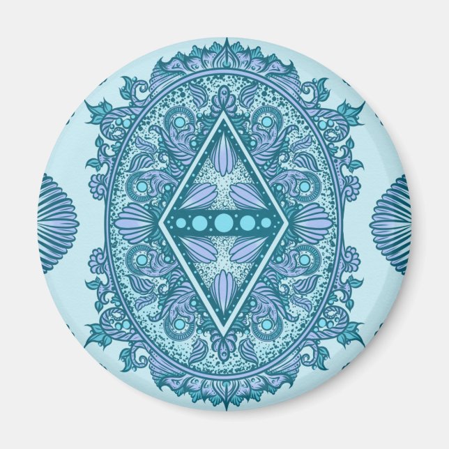 Blue Diamond Mandala Magnet (Framsidan)