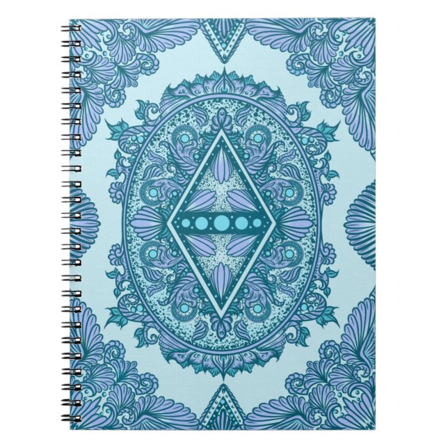 Blue Diamond Mandala | Ornate Turcos & Lavender Anteckningsbok (Framsidan)