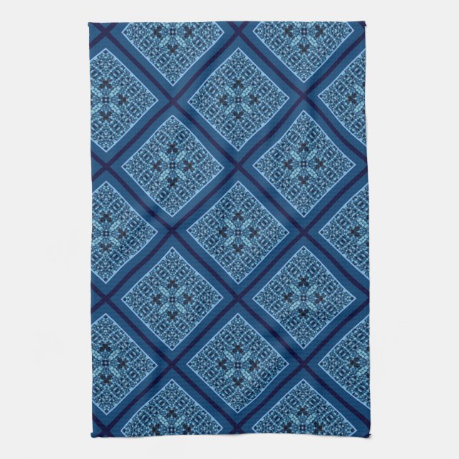 Blue Diamond med Mosaic Mönster Kitchen Towel Kökshandduk (Vertikal)
