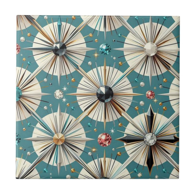 Blue Diamond Mid Century Modern  Kakelplatta (Framsidan)