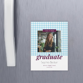 Blue Diamond Mönster Studenten Photo Magnet