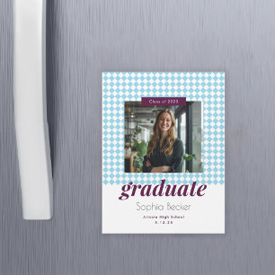 Blue Diamond Mönster Studenten Photo Magnet