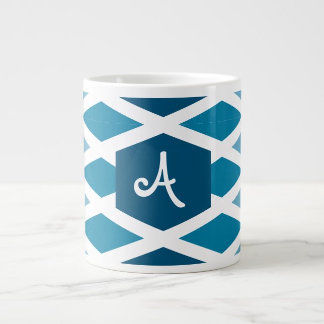 Blue Diamond Ombre Monogram Jumbo Mugg (Framsidan)