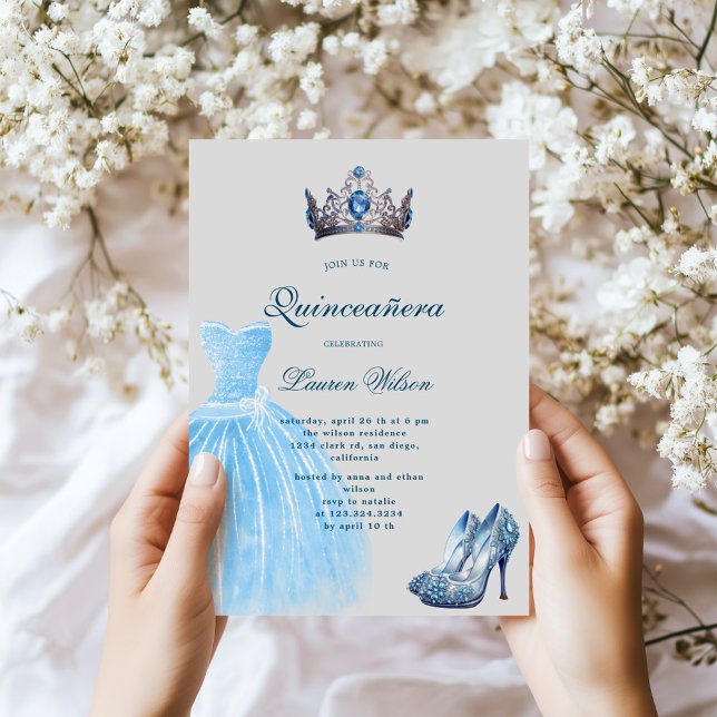 Blue Diamond Queen Exklusiv Quinceañera Inbjudningar (Skapare uppladdad)