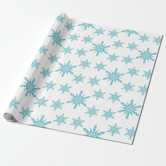 Blue Diamond Snowflake Mönster jul Presentpapper (Utrullad)