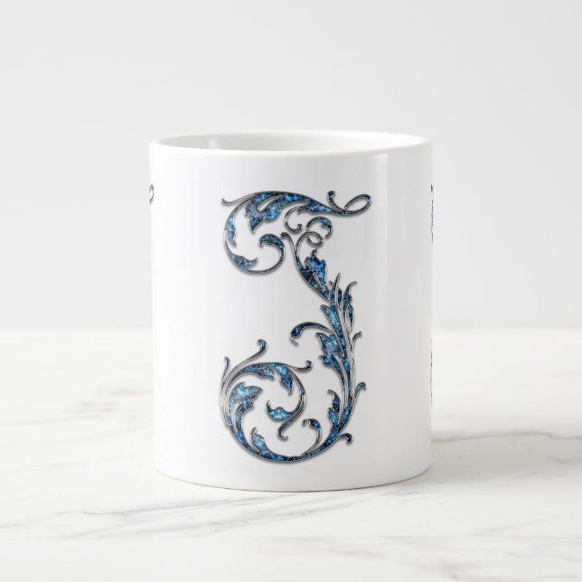 Blue Diamond Stud ’J’ Monogram Specialty Mugg Jumbo Mugg (Framsidan)