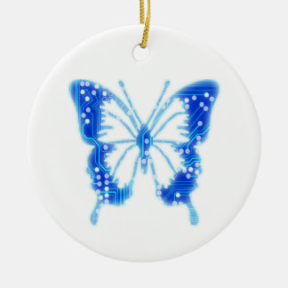 Blue Digital Butterfly, anpassa bakgrunden Julgransprydnad Keramik