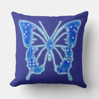Blue Digital Butterfly, anpassa bakgrunden Kudde