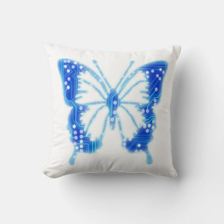 Blue Digital Butterfly, anpassa bakgrunden Kudde