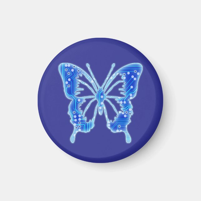 Blue Digital Butterfly, anpassa bakgrunden Magnet (Framsidan)