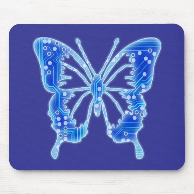 Blue Digital Butterfly, anpassa bakgrunden Musmatta (Framsidan)