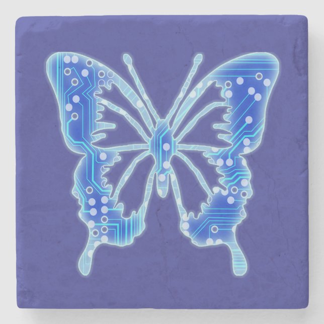 Blue Digital Butterfly, anpassa bakgrunden Stenunderlägg (Framsidan)