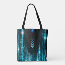 Blue Digital Galaxy Starry Space Tote bags