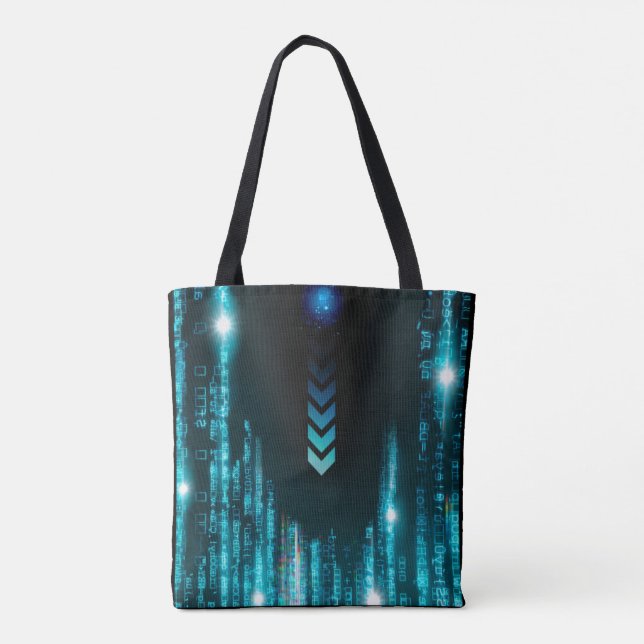 Blue Digital Galaxy Starry Space Tote bags Tygkasse (Baksida)