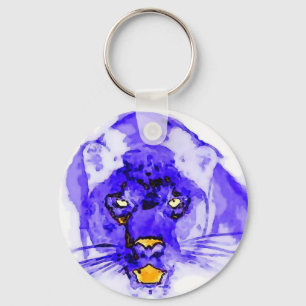 Blue Digital Pop Art Jaguar Nyckelring