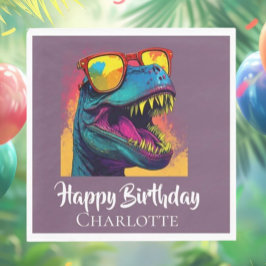 Blue Dino T- Rex Birthday Pappersservett