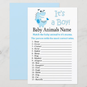 Blue Dinosaur Baby djur Namn-spel