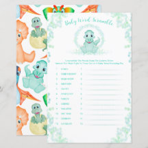Blue Dinosaur Baby Ord Scramble Baby Shower Game