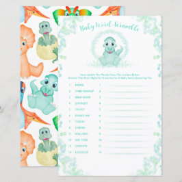 Blue Dinosaur Baby Ord Scramble Baby Shower Game