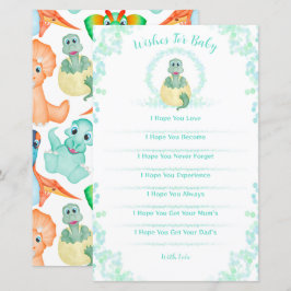 Blue Dinosaur Baby Shower Game Önskemål för Baby