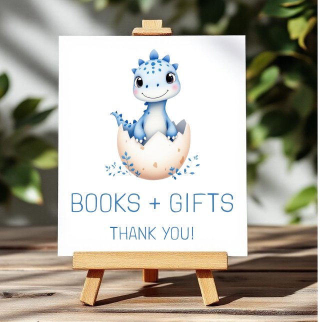 Blue Dinosaur Books and Gifts Baby Shower Sign Poster (Skapare uppladdad)