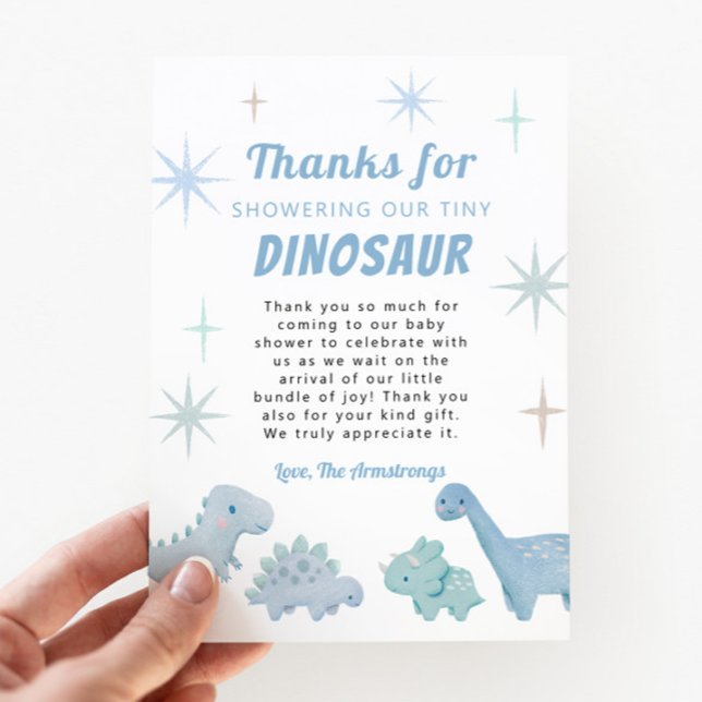 Blue Dinosaur Boy Shower Tack Kort (Skapare uppladdad)