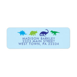 Blue Dinosaur Cute Barn Dino Return-adressetikett Returadress Etikett