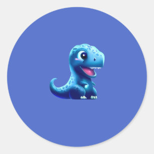 Blue Dinosaur Cute Runt Klistermärke