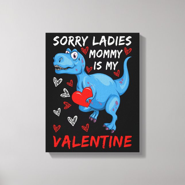 Blue Dinosaur Förlåt att Dam Mamma är min Valentin Canvastryck (Framsida)