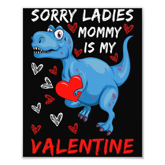 Blue Dinosaur Förlåt att Dam Mamma är min Valentin Fototryck (Framsidan)