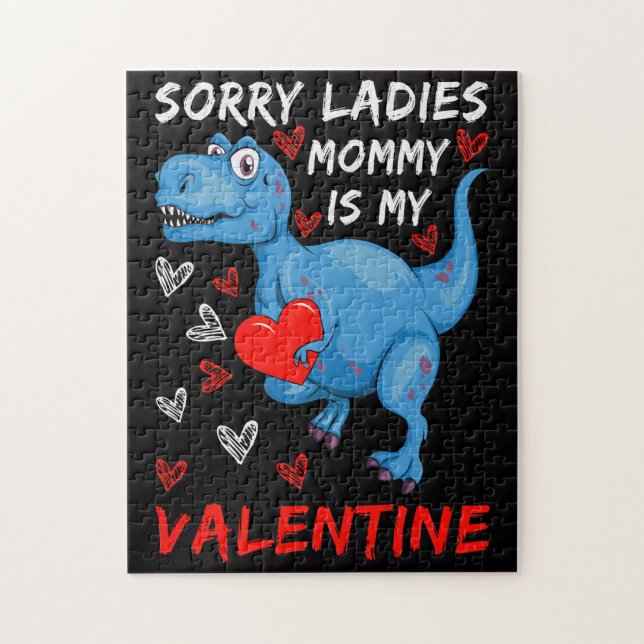 Blue Dinosaur Förlåt att Dam Mamma är min Valentin Pussel (Vertikal)