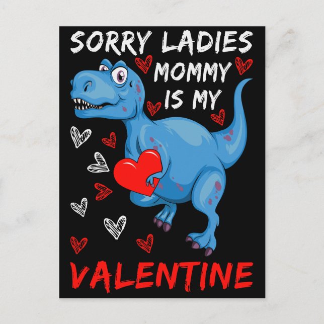 Blue Dinosaur Förlåt att Dam Mamma är min Valentin Vykort (Framsida)